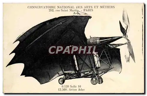 Cartes postales Avion Aviation Conservatoire National des Arts et Metiers Rue Saint Martin Paris Avion Ader