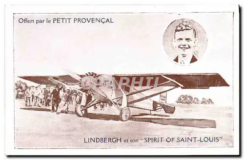 Cartes postales Avion Aviation Petit Provencal Lindbergh et son Spirit of Saint Louis
