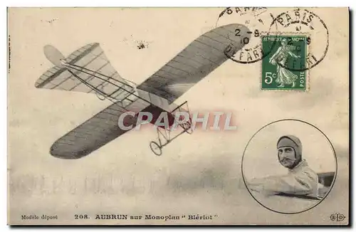 Cartes postales Avion Aviation Aubrun sur monoplan Bleriot