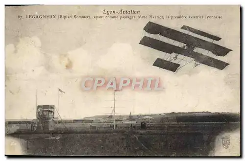 Cartes postales Avion Aviation Lyon Aviation Legagneux Biplan Sommer Mme Henriot Premiere aviatrice lyonnaise