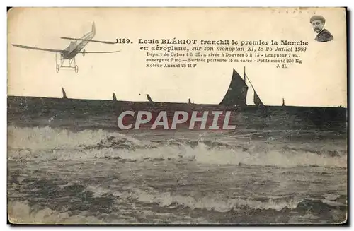Cartes postales Avion Aviation Louis Bleriot franchit le premier la Manche