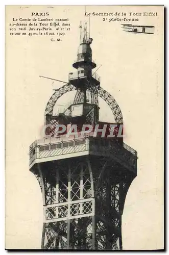 Cartes postales Avion Aviation Paris Le sommet de la Tour Eiffel 3eme plate forme