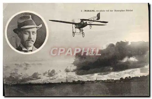 Ansichtskarte AK Avion Aviation Morane en plein vol sur monoplan Bleriot