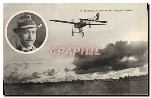 Cartes postales Avion Aviation Morane en plein vol sur monoplan Bleriot