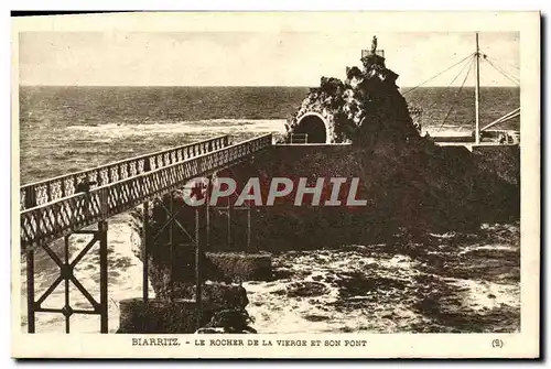 Cartes postales Biarritz Le rocher de la vierge et son pont