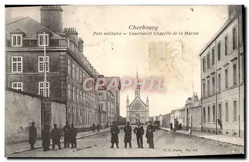 Cartes postales Cherbourg Port militaire Casernes et chapelle de la Marne Militaria