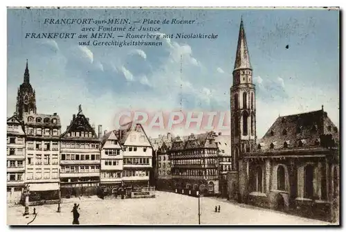 Cartes postales Francfort sur Mein Place de Roemer avec fontaine de justice