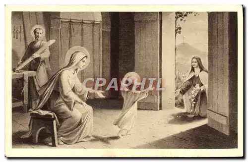 Cartes postales Ste Therese de l'Enfant Jesus jetant des fleurs