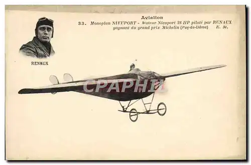 Cartes postales Avion Aviation Monoplan Nieuport 28 HP gagnant du grand prix Michelin Puy de Dome