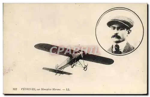 Cartes postales Avion Aviation Vedrines sur monoplan Morane