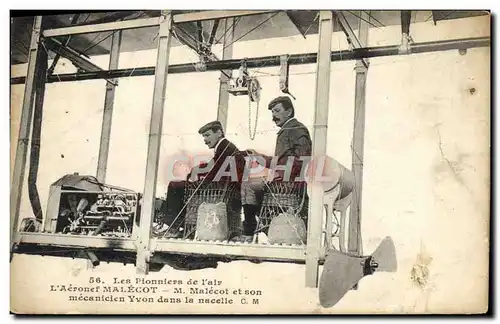 Cartes postales Avion Aviation Aeronef Malecot Mecanicien Yvon dans sa nacelle