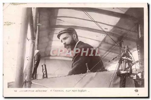 Cartes postales Avion Aviation H Farman sur son biplan