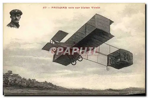 Cartes postales Avion Aviation Paulhan sur biplan Voisin
