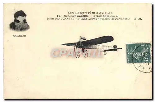 Ansichtskarte AK Avion Aviation Circuit europeen d&#39aviation Monoplan Bleriot Moteur gnome Conneau gagnant de P