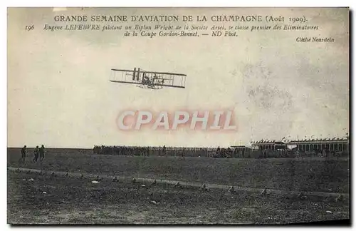 Ansichtskarte AK Avion Aviation Grande semaine d&#39aviation de la Champagne Eugene Lefebvre pilotant biplan Wrig