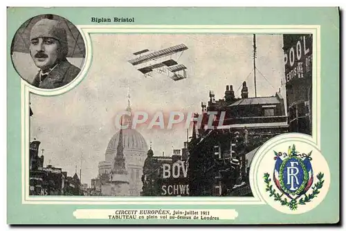 Cartes postales Avion Aviation Biplan Bristol Circuit Europeen Juin Juillet 1911 Tabuteau en plein vol au dessus