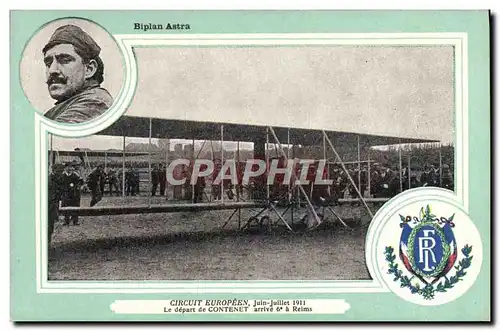 Ansichtskarte AK Avion Aviation Biplan Astra Circuit Europeen Juin Juillet 1911 Le depart de Contenet arrive 6eme