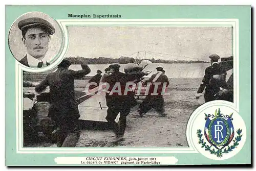 Cartes postales Avion Aviation Biplan M Farman Circuit Europeen Juin Juin 1911 Le depart de Vidart gagnant de Pa