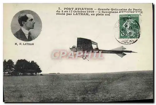 Cartes postales Avion Aviation Port Aviation Grande quinzaine de Paris Aeroplane Antoinette pilote par Latham en