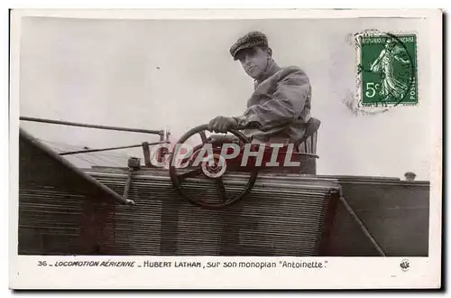 Cartes postales Avion Aviation Hubert Latham sur son monoplan Antoinette