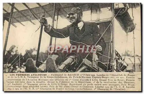 Cartes postales Avion Aviation Ferdinand de Baeder Laureat de l&#39aero club de France Coupe Archdeacon