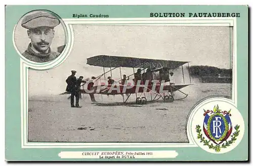 Ansichtskarte AK Avion Aviation Biplan Caudron solution Pautauberge Circuit europeen Juin Juillet 1911 Depart de