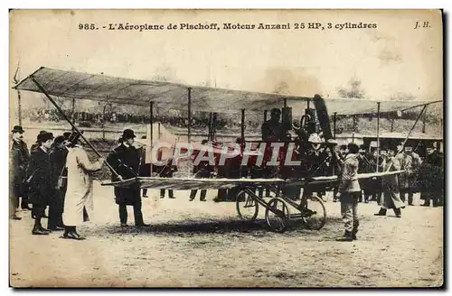 Cartes postales Avion Aviation Aeroplane de pischiff Moteur Anzani