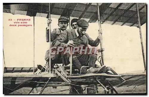 Cartes postales Avion Aviation Farman vole avec deux passagers