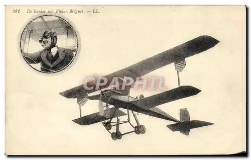 Ansichtskarte AK Avion Aviation De Baeder sur biplan Breguet