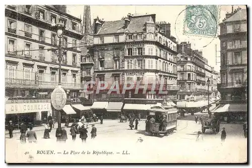 Cartes postales Rouen La Place De La Republique Tramway