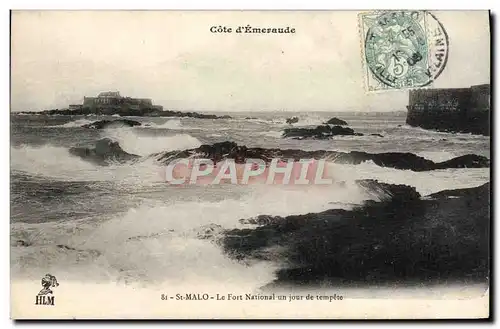 Cartes postales St Malo Le Fort National Un Jour De Tempete