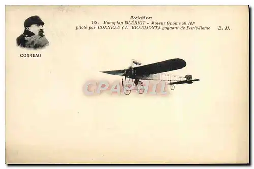 Cartes postales Avion Aviation Monoplan Bleriot Conneau gagnant de Paris Rome