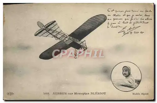 Cartes postales Avion Aviation Aubrun sur monoplan Bleriot