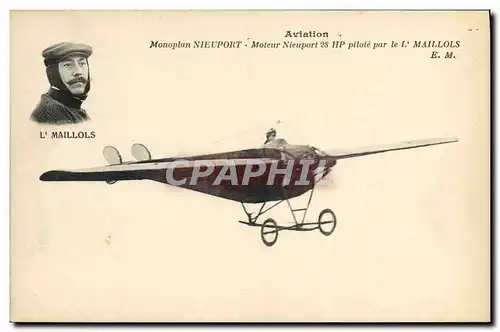 Ansichtskarte AK Avion Aviation Monoplan Nieuport Moteur Nieuport pilote par Maillols