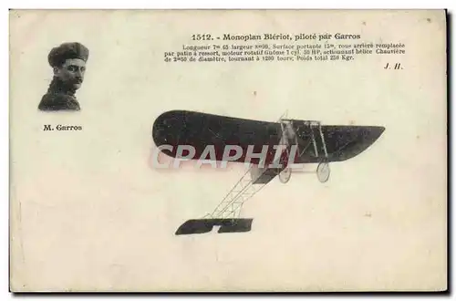 Ansichtskarte AK Avion Aviation Monoplan bleriot pilote par Garros