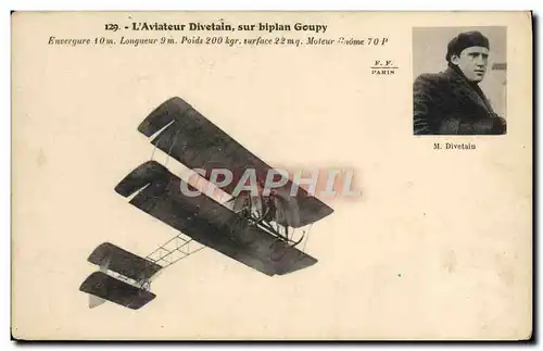 Cartes postales Avion Aviation Aviateur Divetain sur biplan Goupy