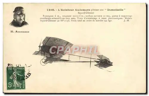 Ansichtskarte AK Avion Aviation Aviateur Audemars pilotant une Demoiselle Bayard Clement