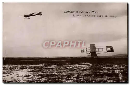 Cartes postales Avion Aviation Latham et Van den Borm luttent de vitesse dans un virage