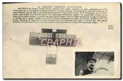 Cartes postales Avion Aviation Grande semaine d&#39aviation Metrot sur biplan Voisin Freres