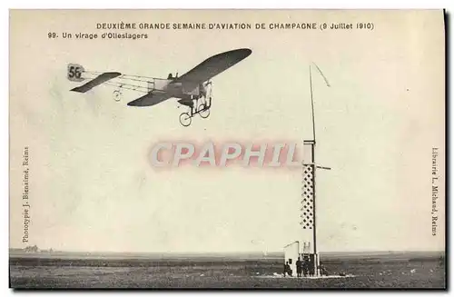Cartes postales Avion Aviation Deuxieme grande semaine d&#39aviation de Champagne 9 juillet 1910 Un virage d&#39