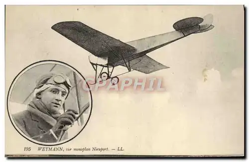 Cartes postales Avion Aviation Weymann sur monoplan Nieuport