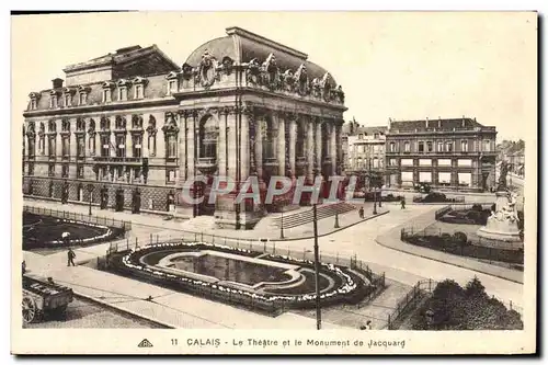 Ansichtskarte AK Calais Le Theatre Et Le Monument De Jacquard