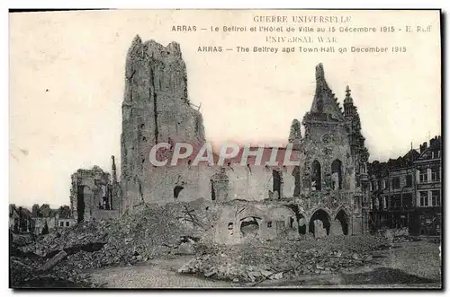Cartes postales Arras Le beffroi et l'hotel de ville Militaria