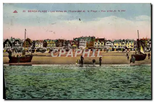 Cartes postales Berck Plage Les Villas De I'Esplanade Et La Plage Vue prise de la mer