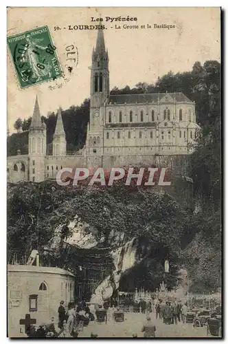 Ansichtskarte AK Les Purenees Lourdes La Grotte Et La Basilique