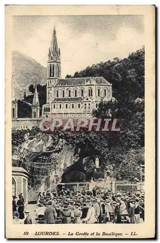 Cartes postales Lourdes La Grotte Et La Basilique