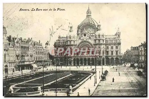 Cartes postales Anvers La gare vue de la place