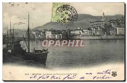 Cartes postales Menton Les Quais du Port et la Vieille Ville Bateau