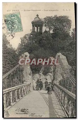 Cartes postales Paris Buttes Chaumont Pont Suspendu