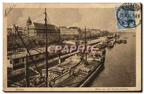 Cartes postales Mainz Blick Von Der Strassenbrucke Bateaux